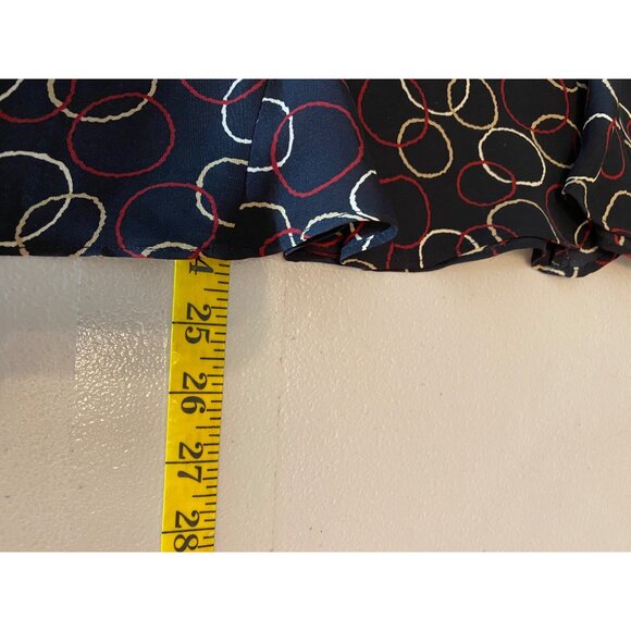 Talbots Black Circle Print Silk Skirt Ruffle Hem Fully Lined Size 14 - Picture 5 of 9